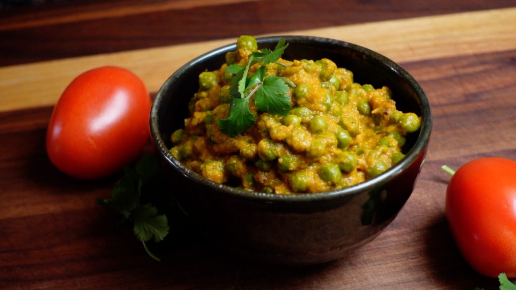 Matar Masala Indian pea curry in a bowl
